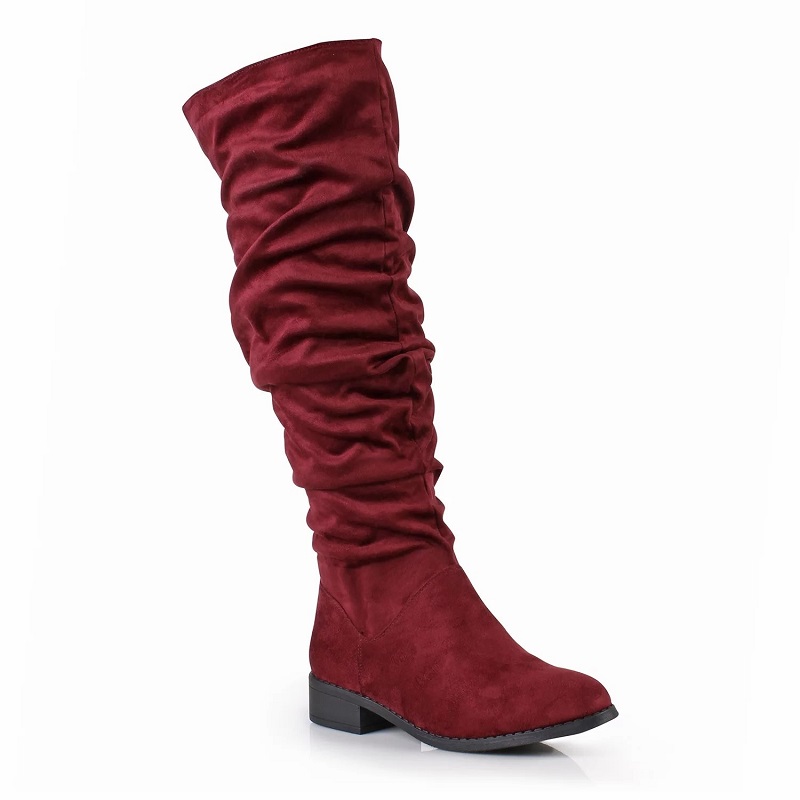 burgundy knee high boots