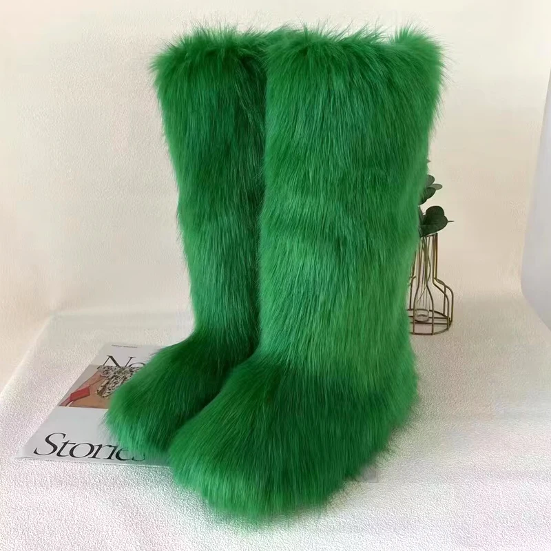 knee high furry boots