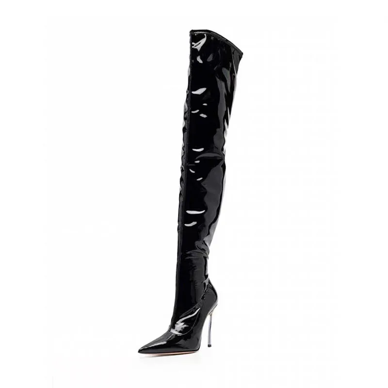 black knee high leather boots