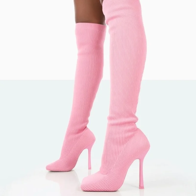 knee high pink boots