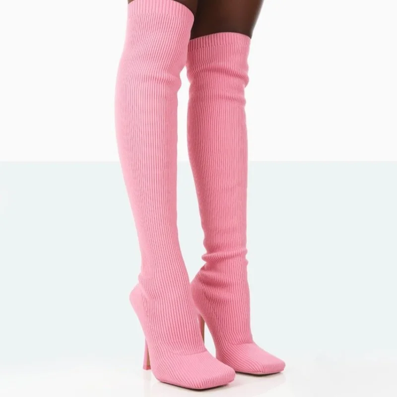 knee high pink boots