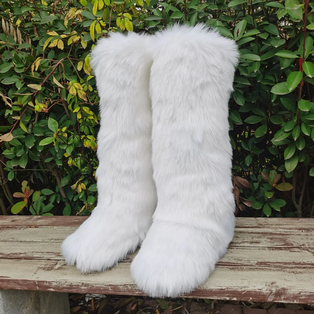 knee high furry boots