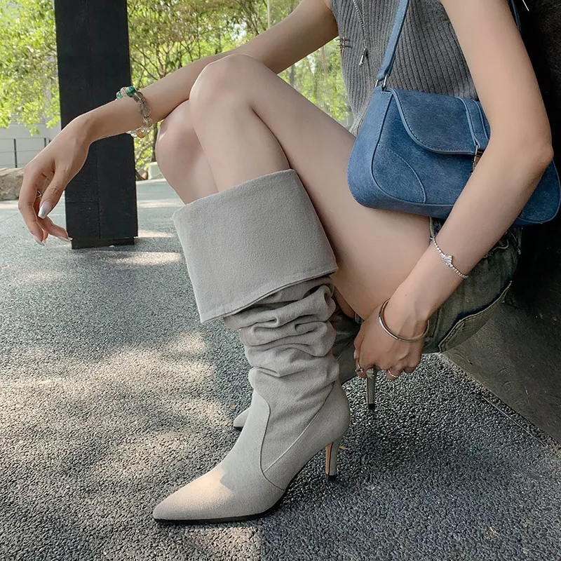 grey boots knee high