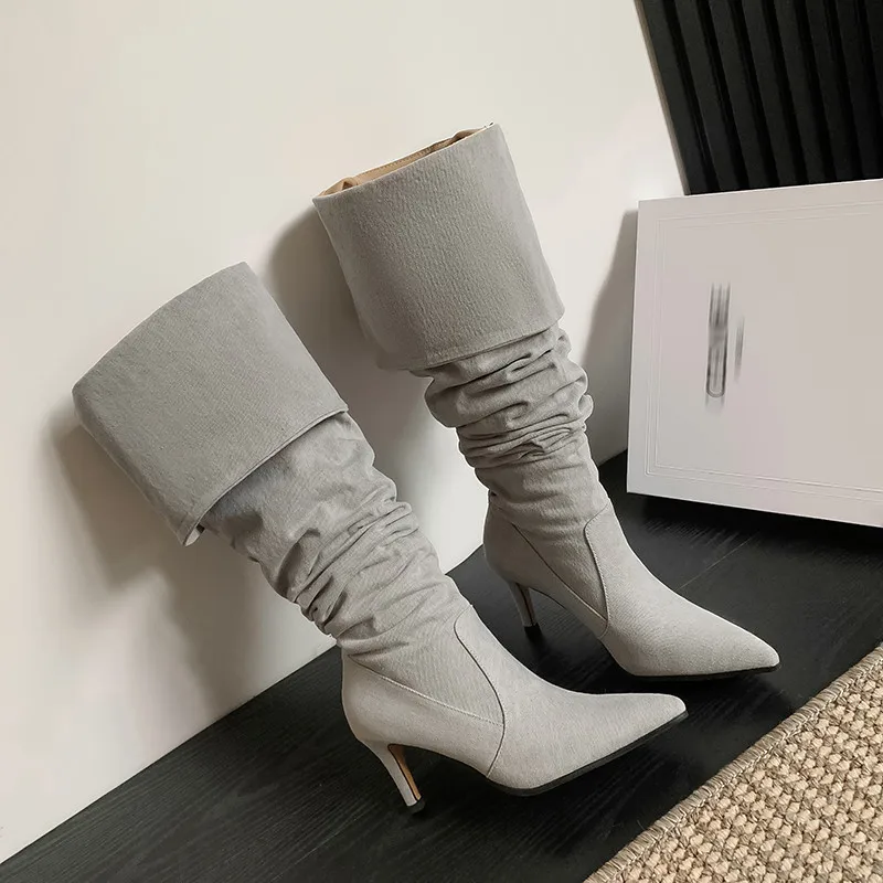 grey boots knee high