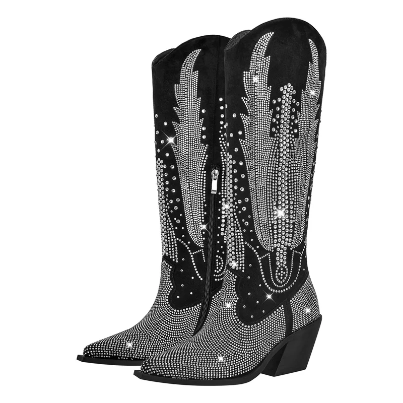 knee high rhinestone boots