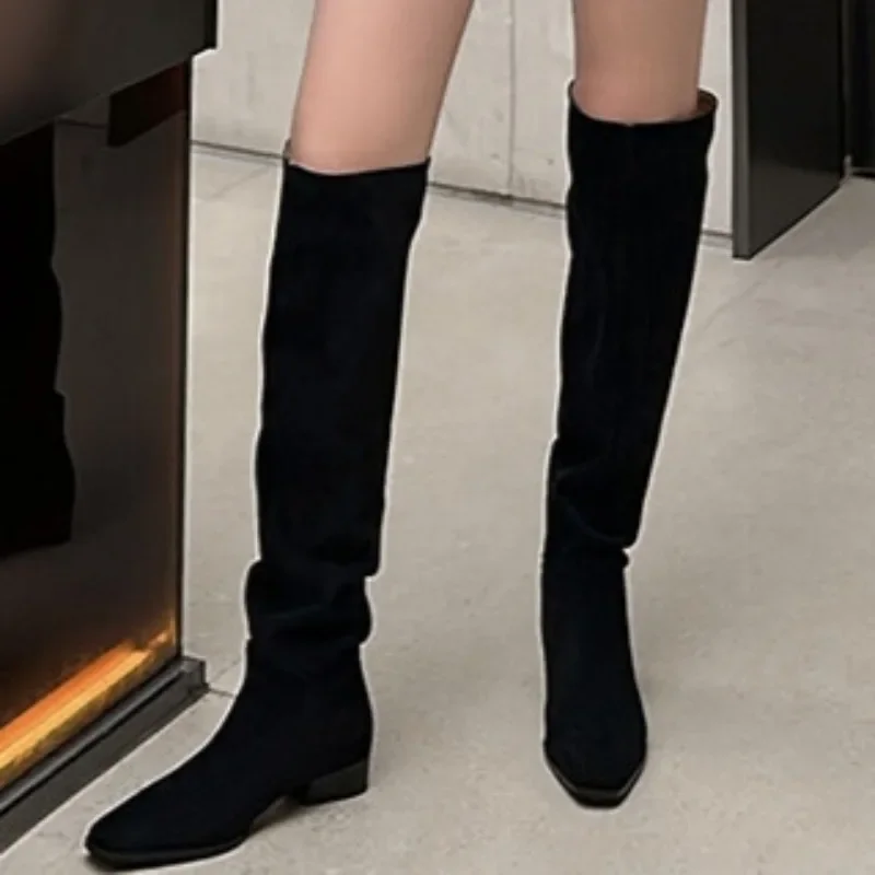 low heel knee high boots