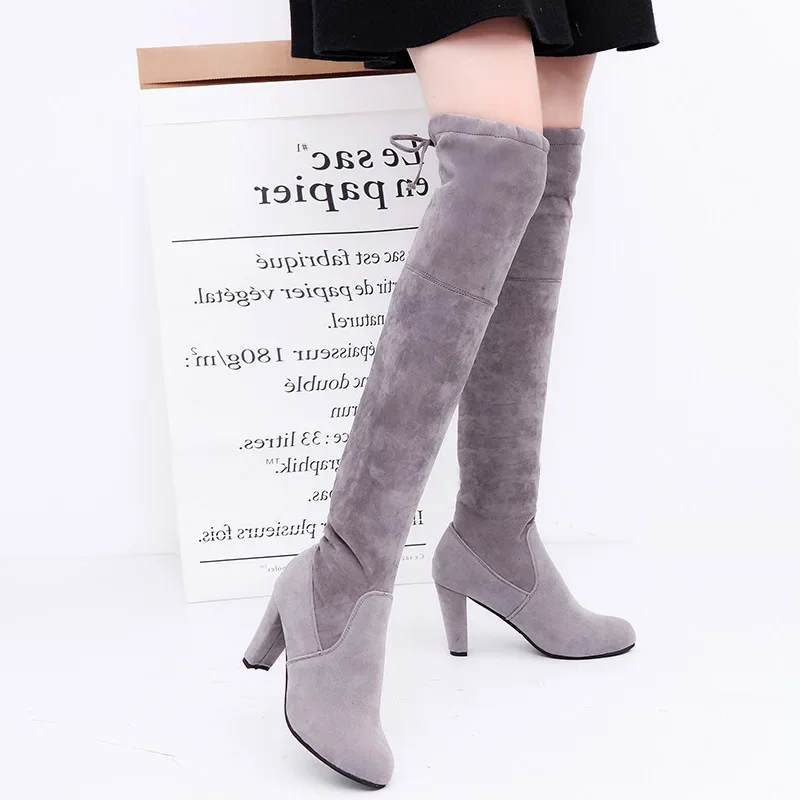 gray knee high boots