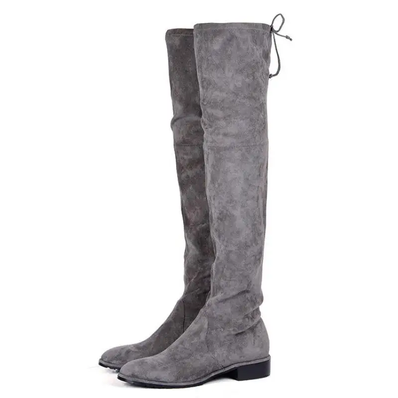 gray knee high boots