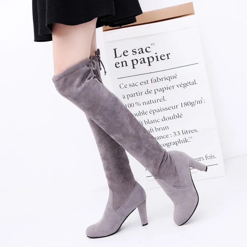 gray knee high boots