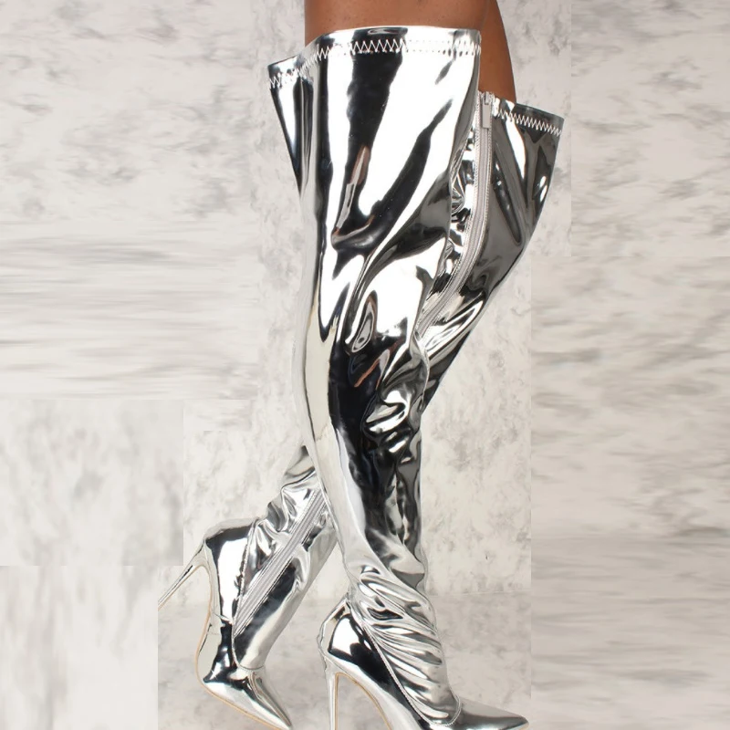 knee high silver boots