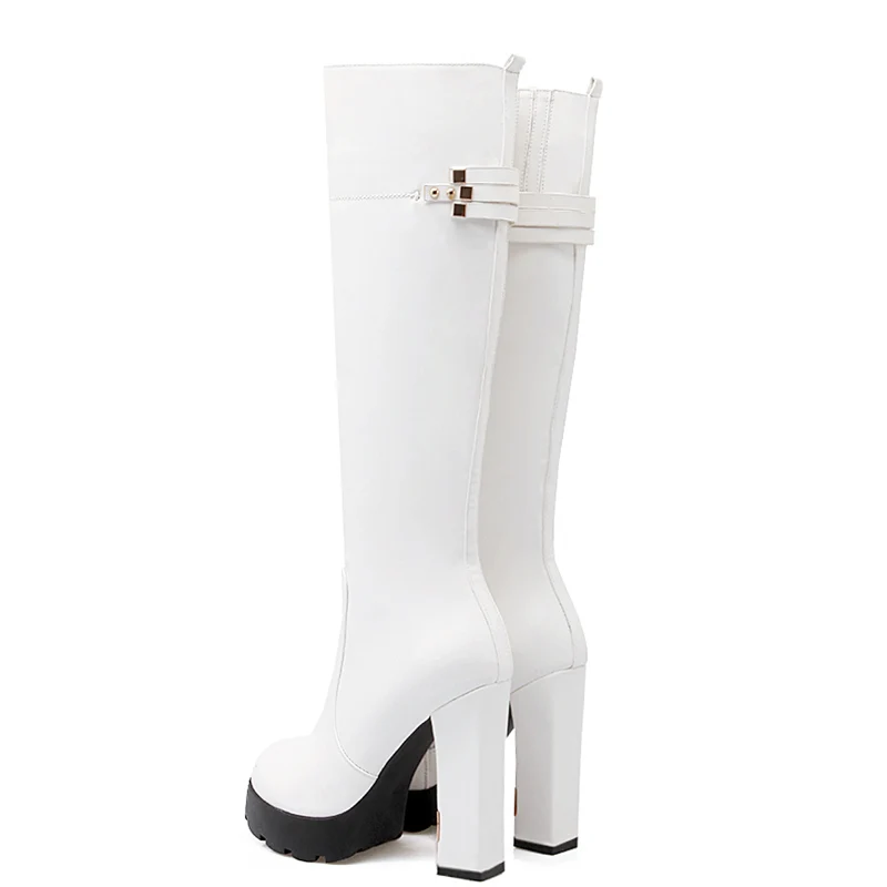 knee high boots white