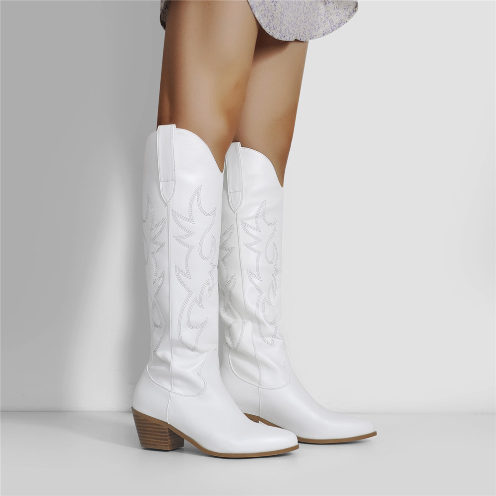 white knee high cowgirl boots