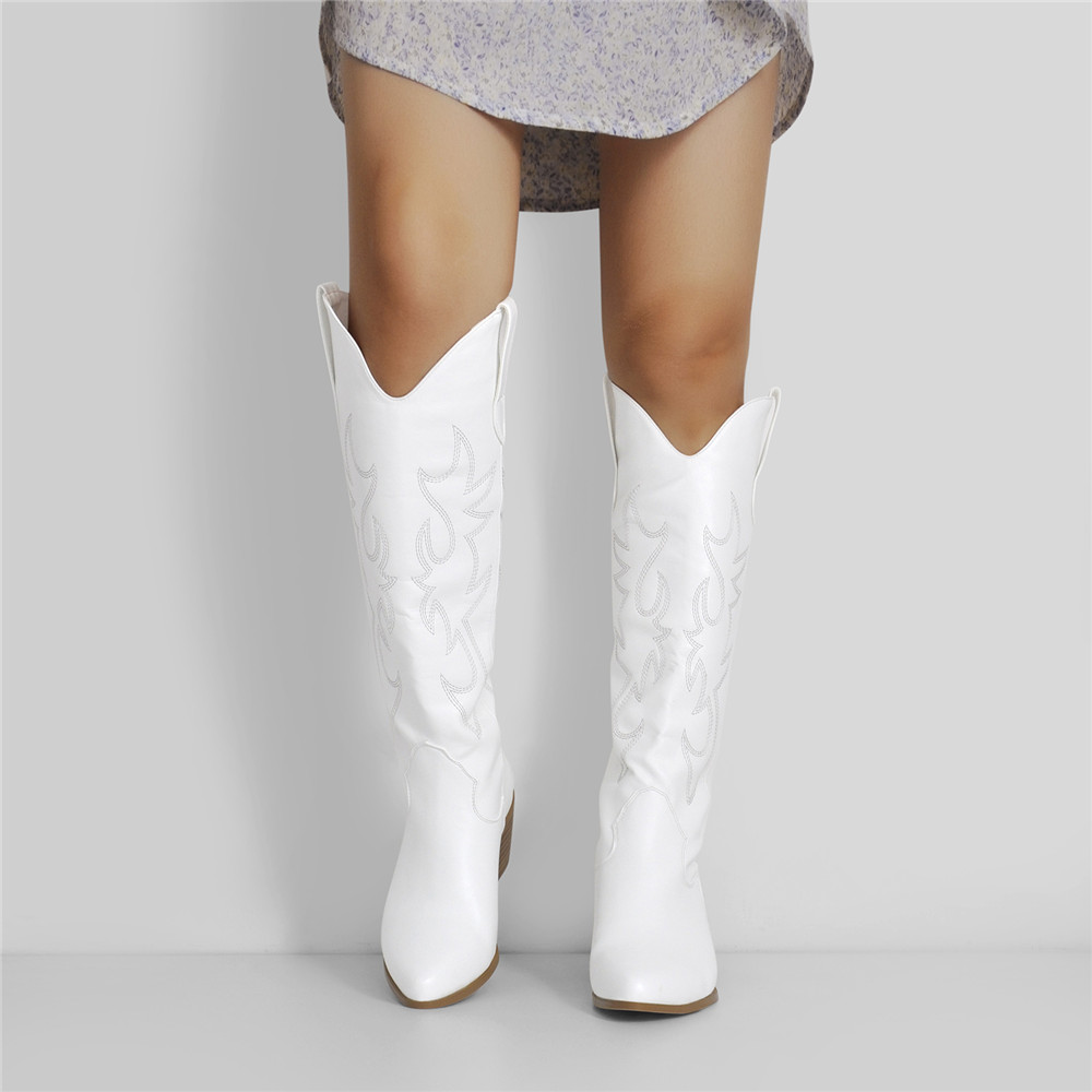 white knee high cowgirl boots