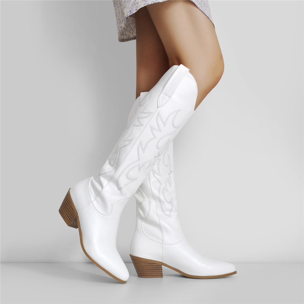 white knee high cowgirl boots