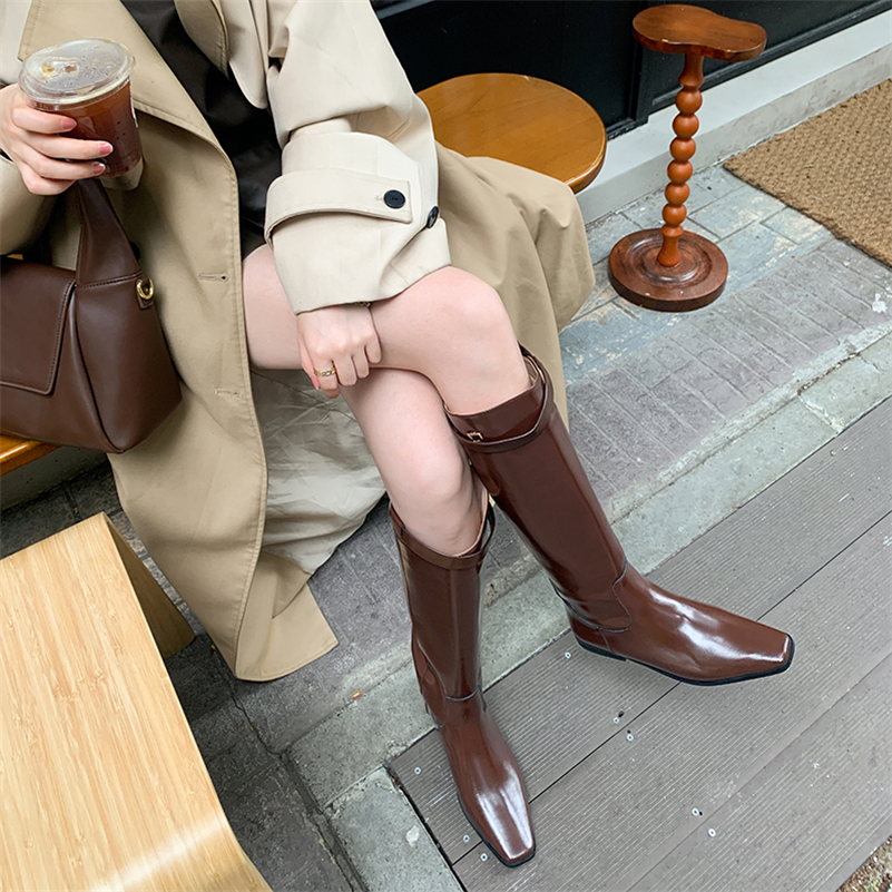 brown knee high boots flat