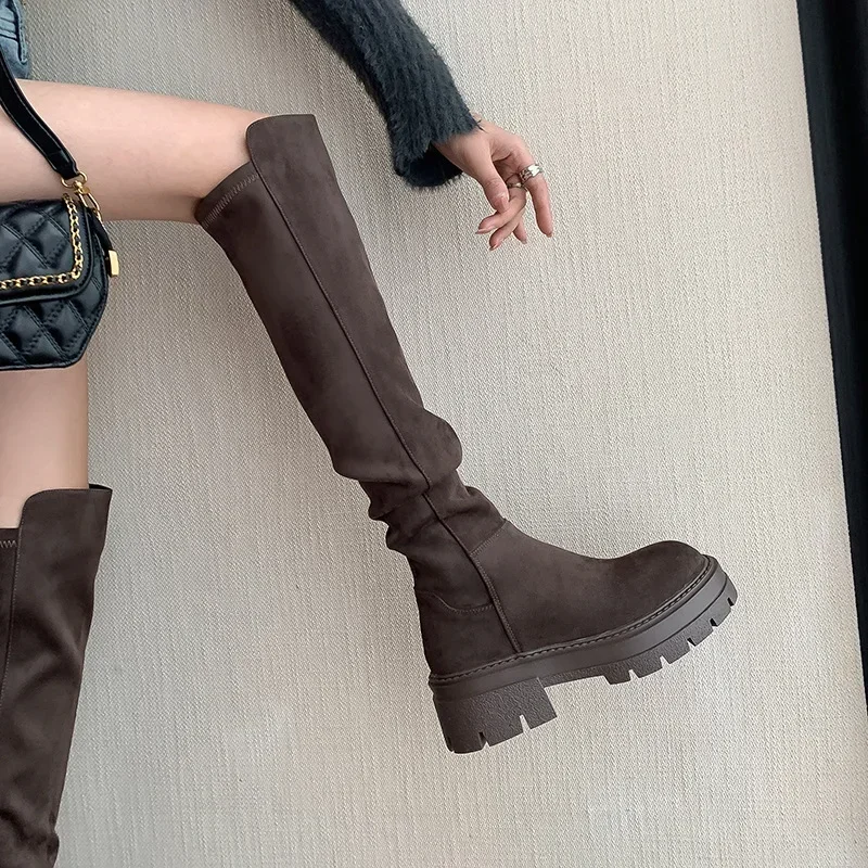 knee high boots suede