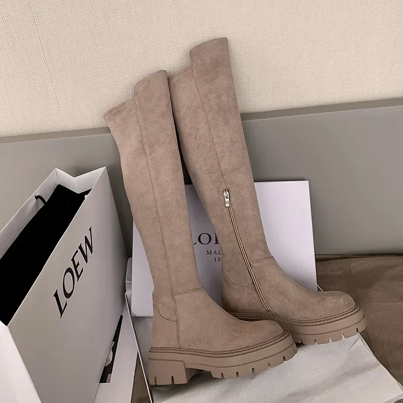 knee high boots suede