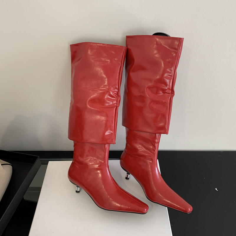 knee high red boots