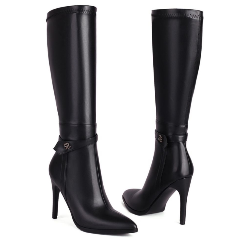 high knee black boots