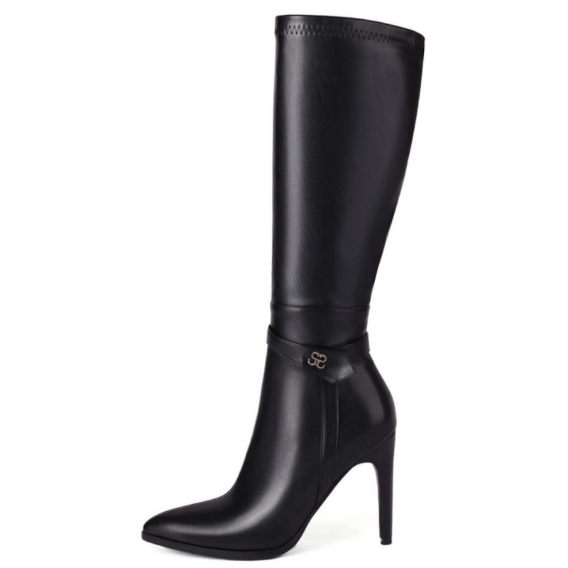 high knee black boots