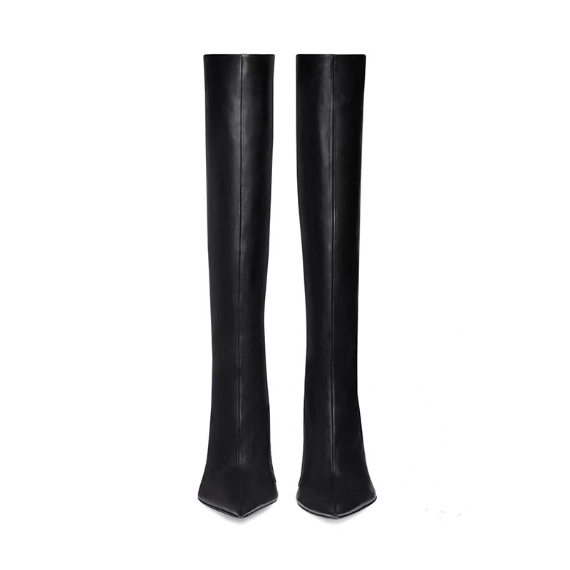 black knee high heel boots