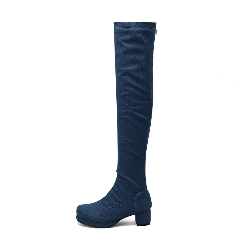 navy blue knee high boots