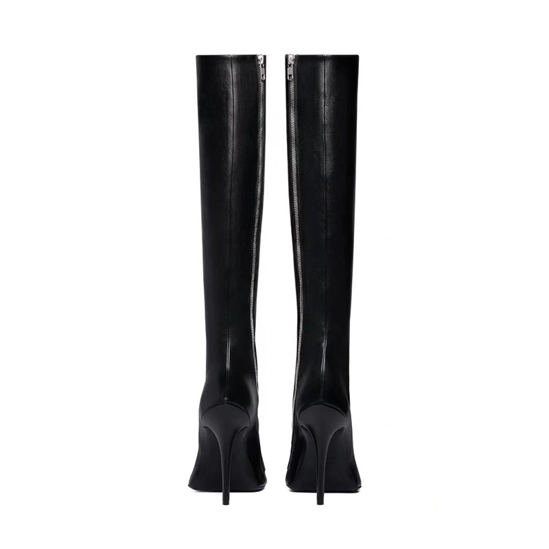 black knee high heel boots