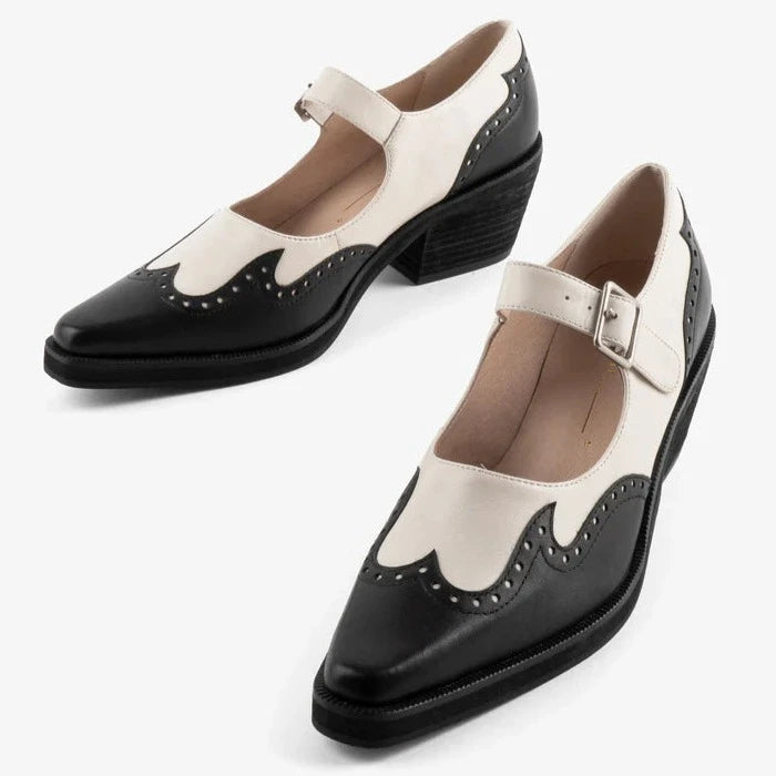 black and white mary jane shoes