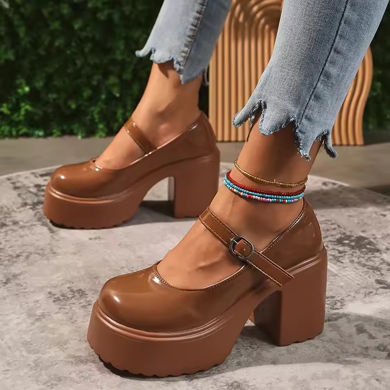 brown mary jane shoes heels